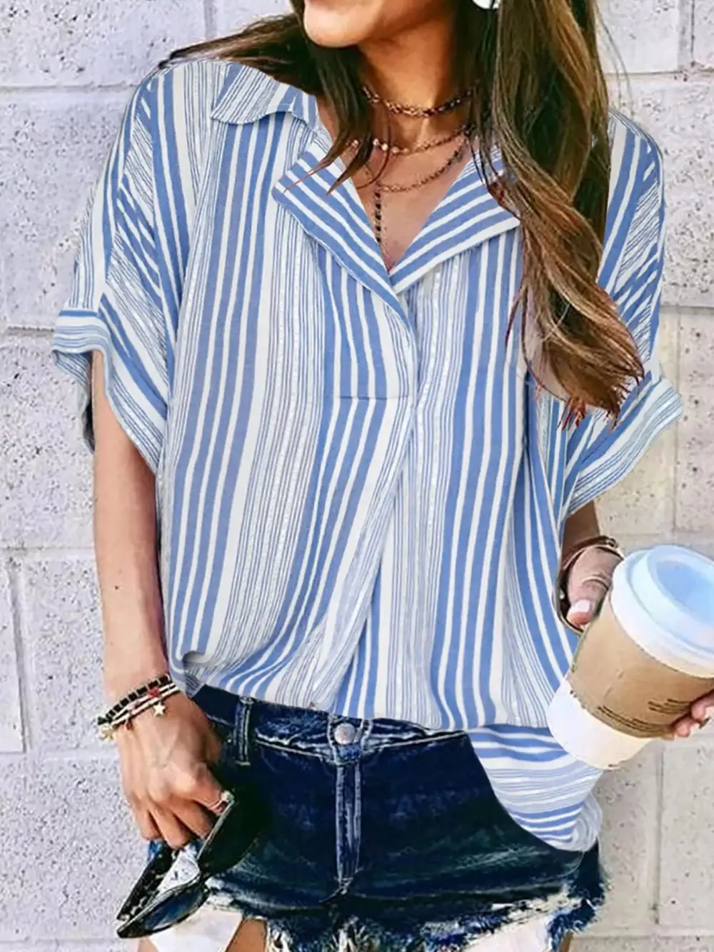 Collared Neck Half Sleeve Shirt Plus