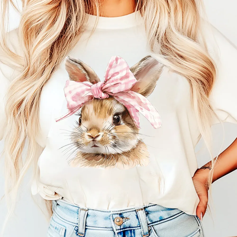 Easter Bunny Bow Printed T - Shirt