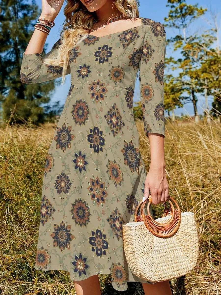 Bohemian Floral Midi Dress