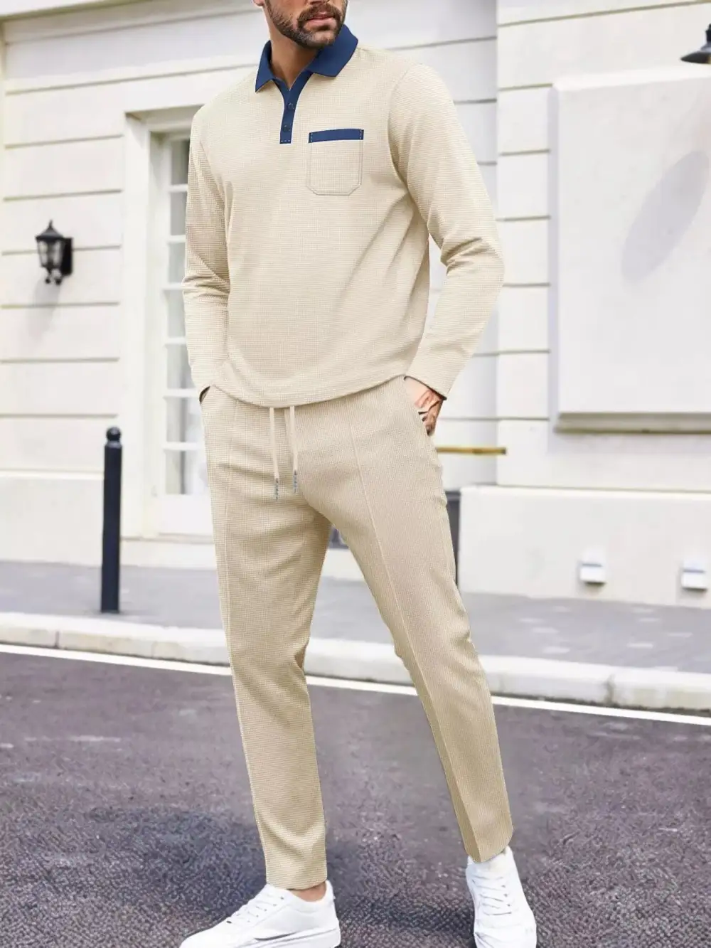 Men's Full Size Long Sleeve Top and Pants