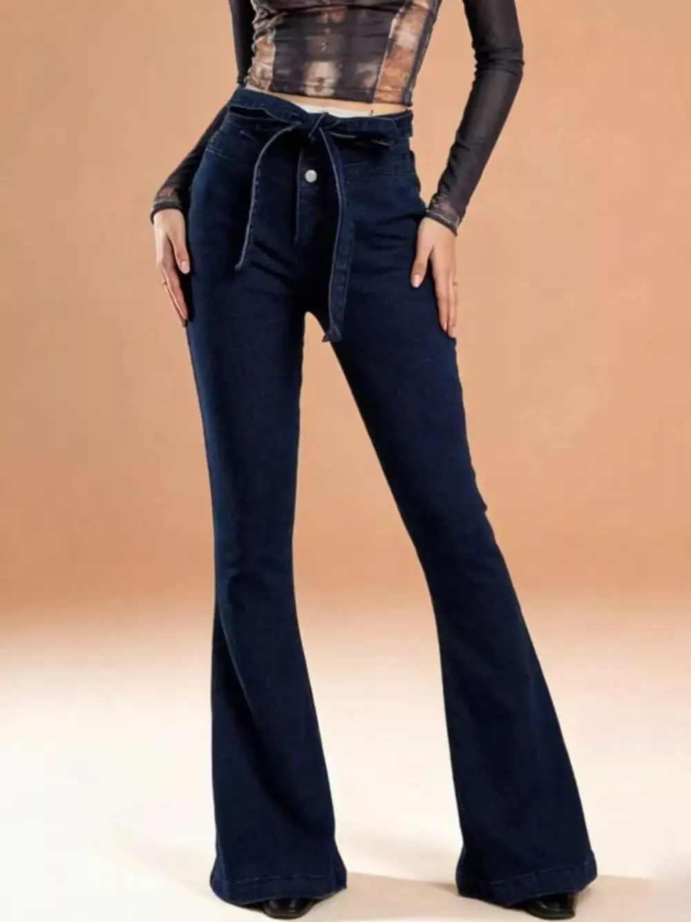 Sharp High Waist Flare Leg Denim Jeans
