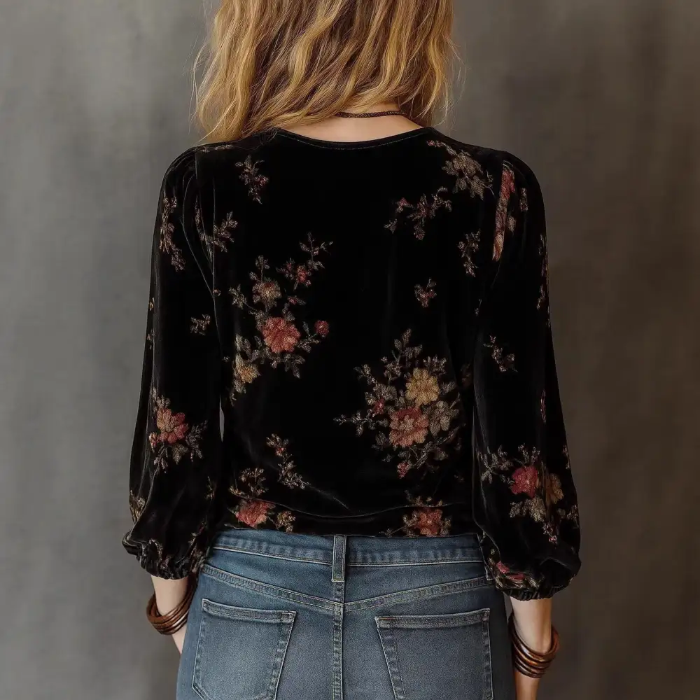 Long Sleeve Velvet Casual Dress