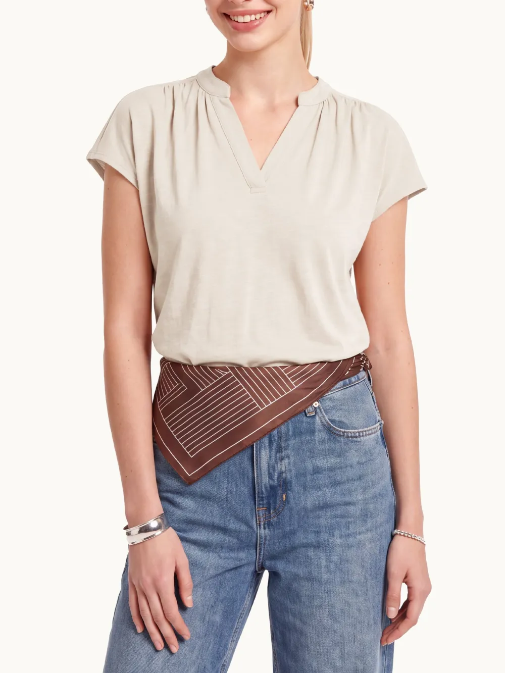 Collared V-Neck Top