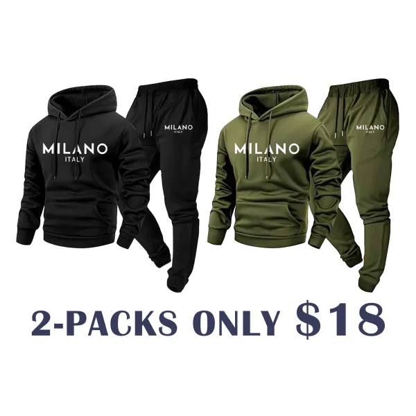 🔥WAREHOUSE SALE-Men's Milano Print Hoodie and Sweatpants Set | Casual Tracksuit for Indoor & Outdoor