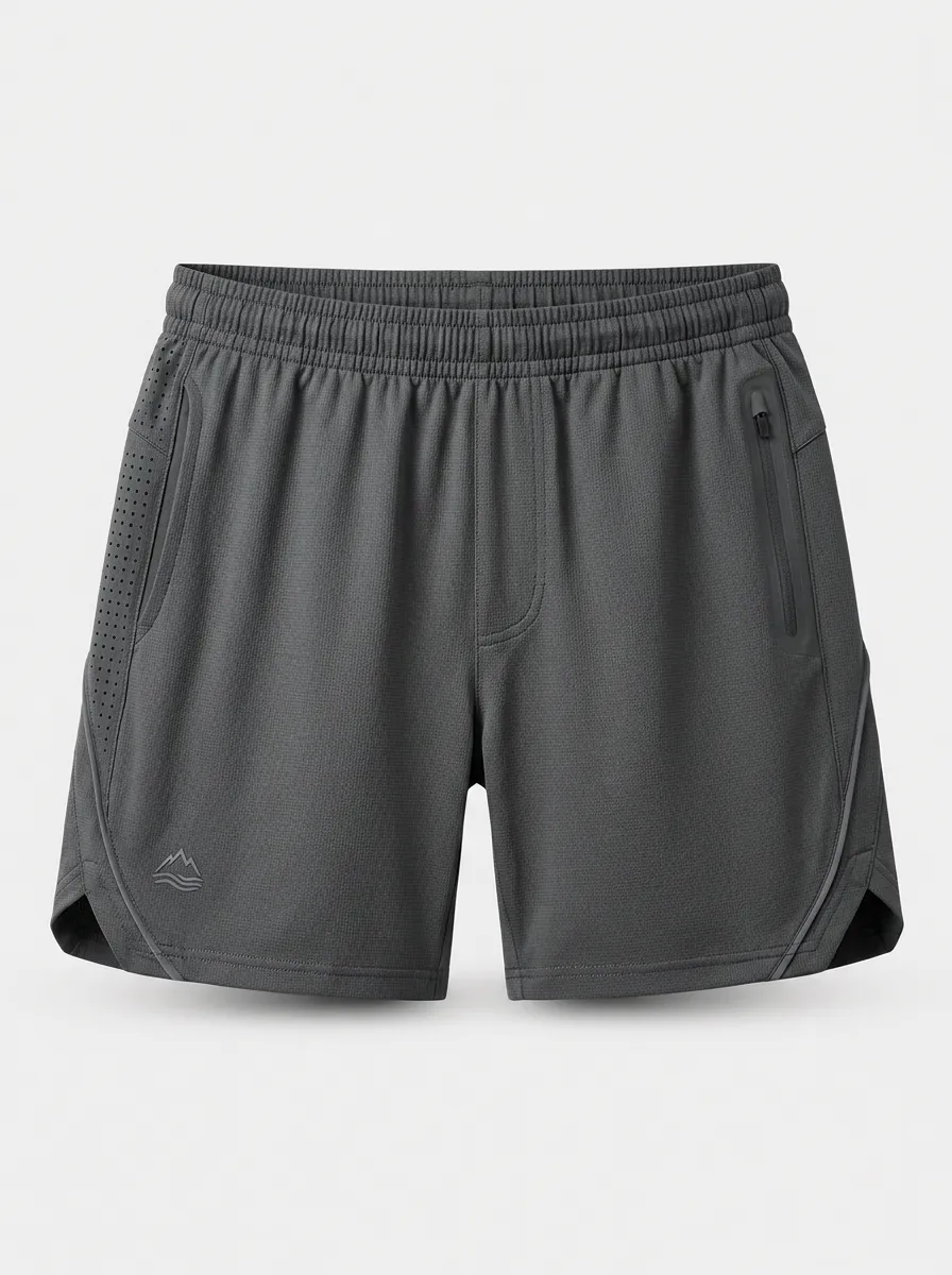 Men's Athletic Outdoor Mountain Logo Printed Breathable Shorts