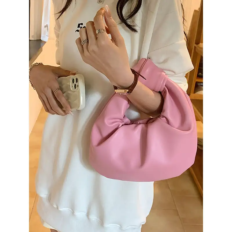 Bowknot Pleated Solid Handbag Accessories