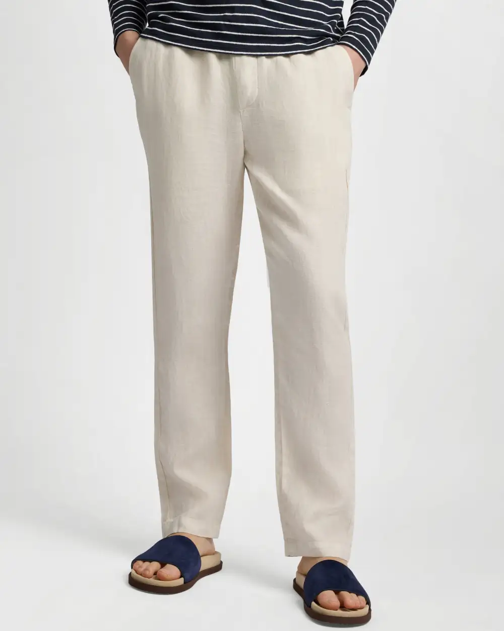 Pigment-Dyed Linen Pull-On Pants