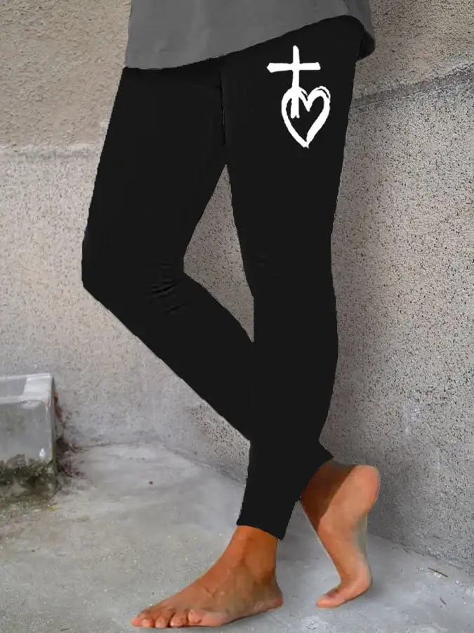 Women's Faith Cross Print Yoga Leggings