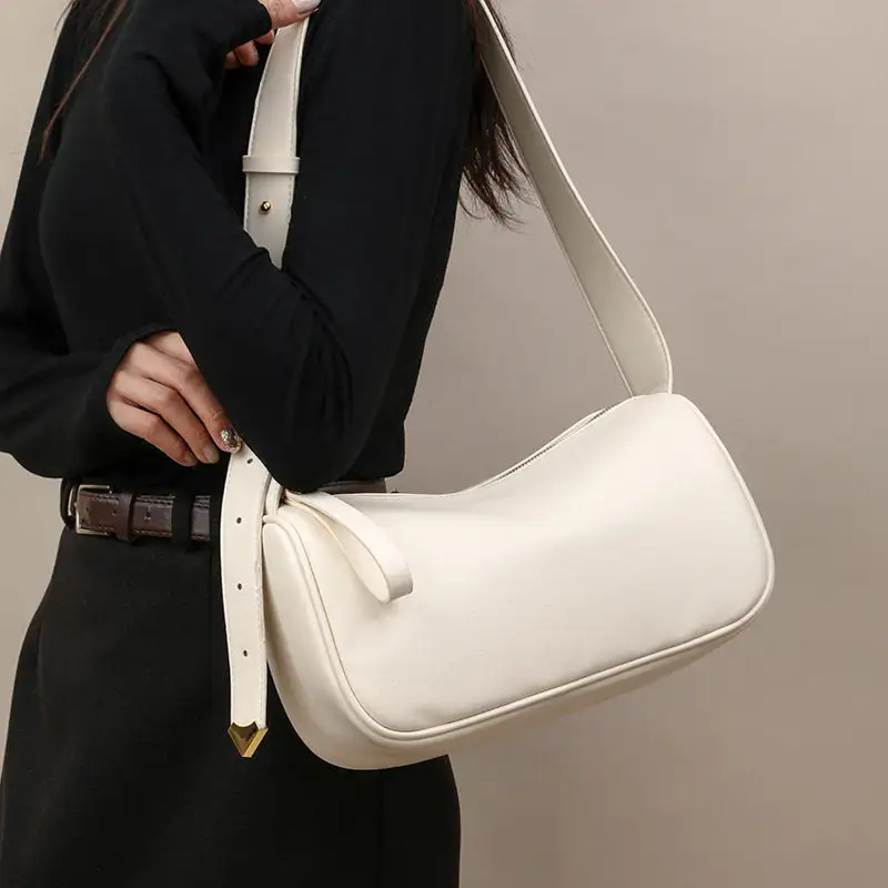 Retro Underarm Boston Pillow Bag Soft Leather