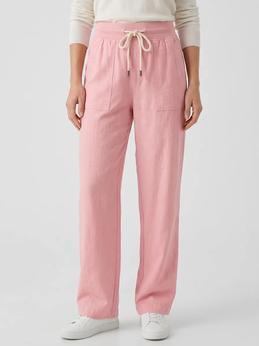 Women's Classic Relaxed Casual Adjustable Drawstring Waist Pants