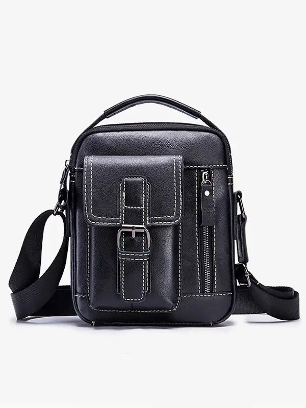 Solid Multi-layer Pocket Casual Crossbody Bag