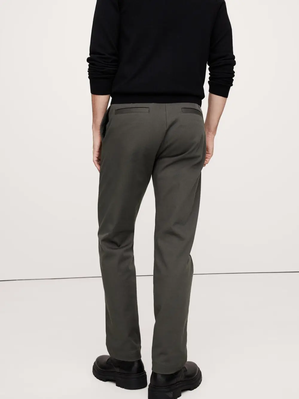 Casual Fashion Straight Charcoal Gray Stretch Cotton Trousers