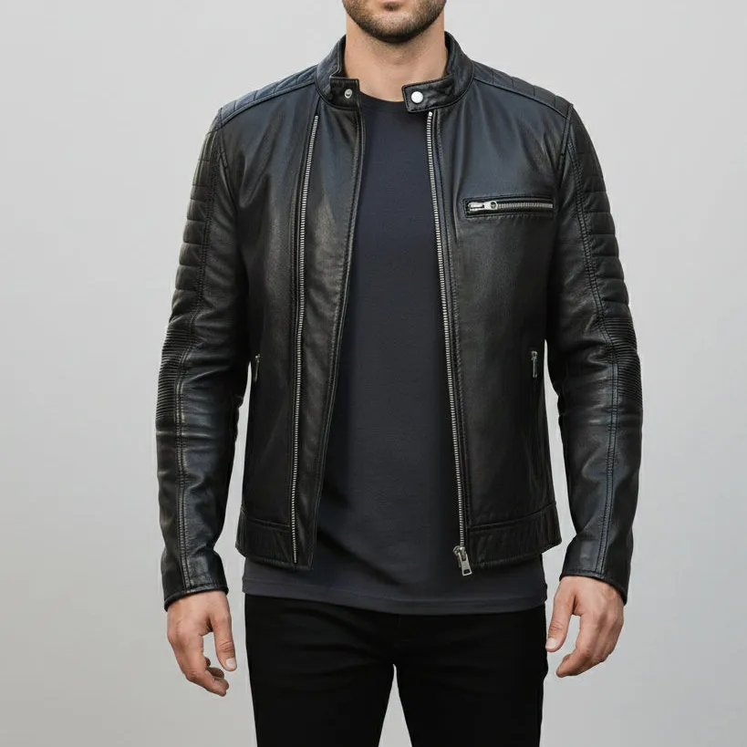 Outdoor Inspired Leather Biker Motorcycle Jacket