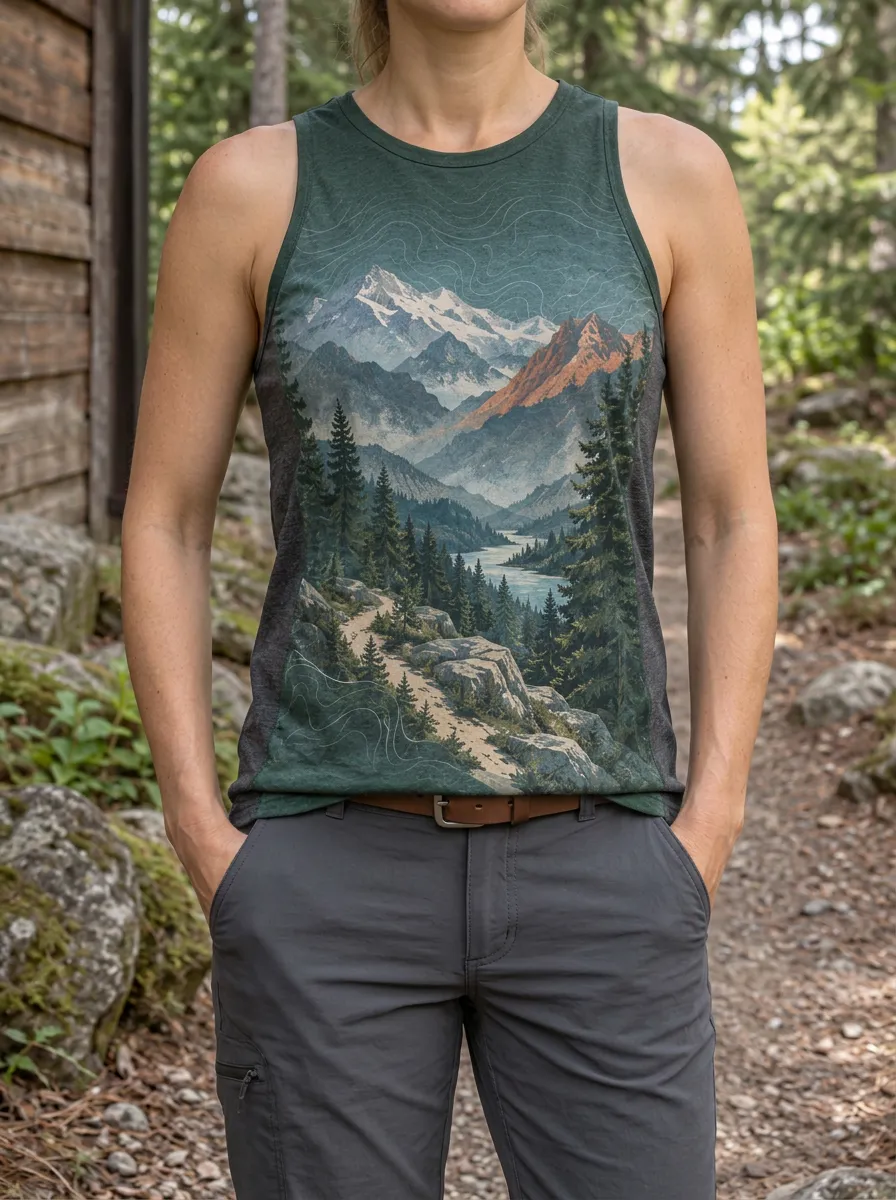 Women's Classic Hiking Nature Lover Mountain Forest Tank Top