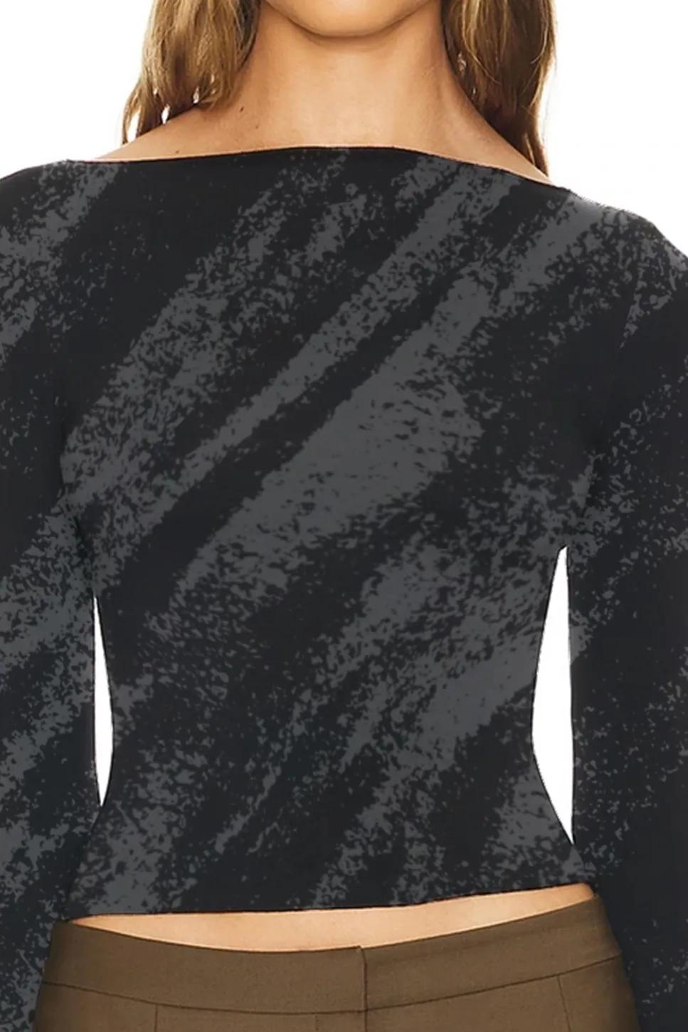 Fade Effect Long Sleeve Crop Top