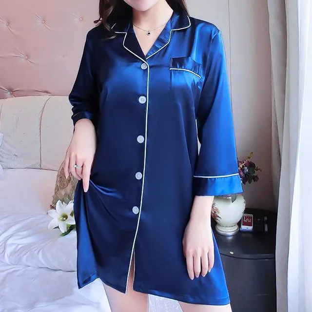 Silky Button Up Sleep Shirt