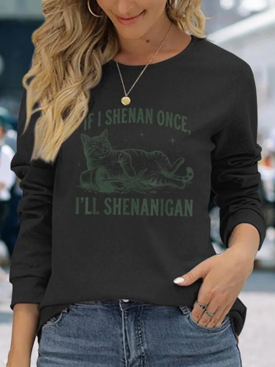 Shenanigan Cat Printed T-Shirt
