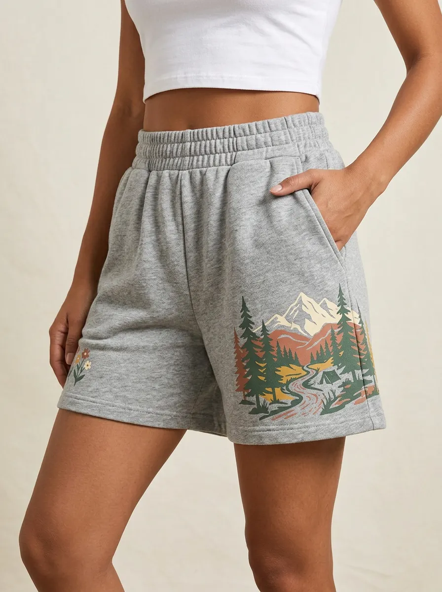 Women's Nature Lover Mountain Forest Camping Printed Shorts