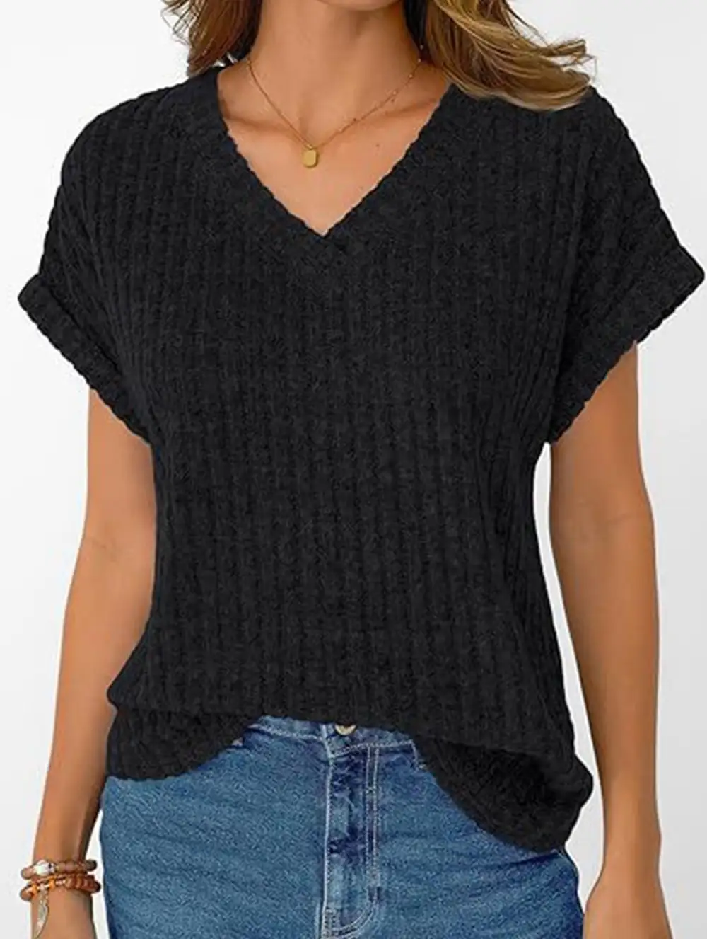 Draped V Neck Tee
