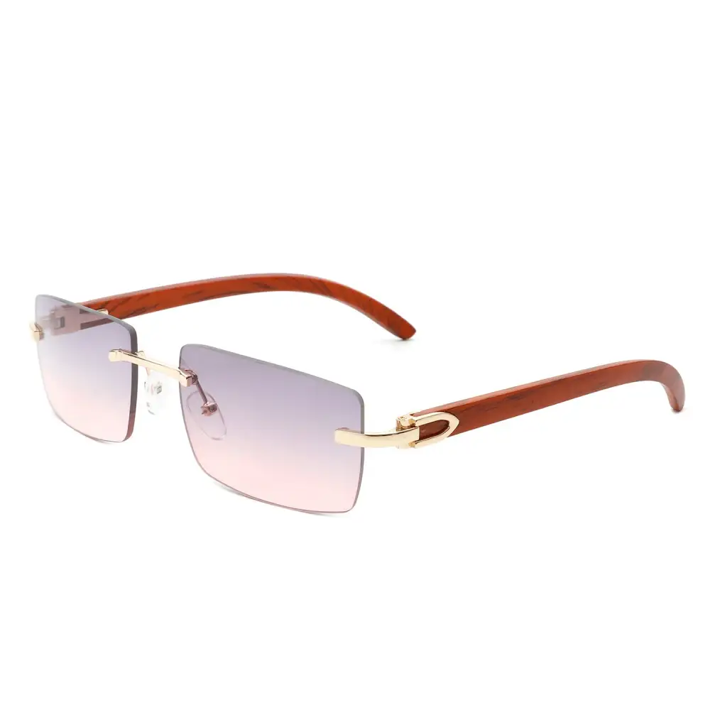 Rectangle Rimless Frame Sunglasses
