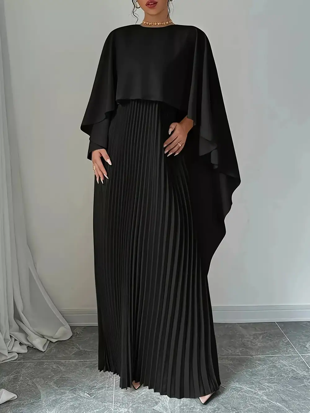 Drape Pleated Maxi Dress