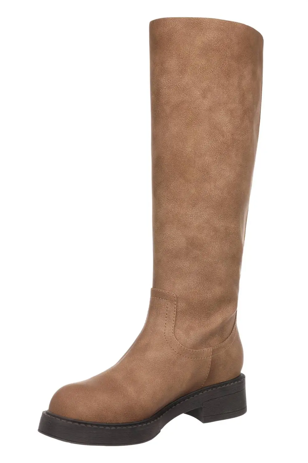 Faux Leather Zip Entry Tall Boots