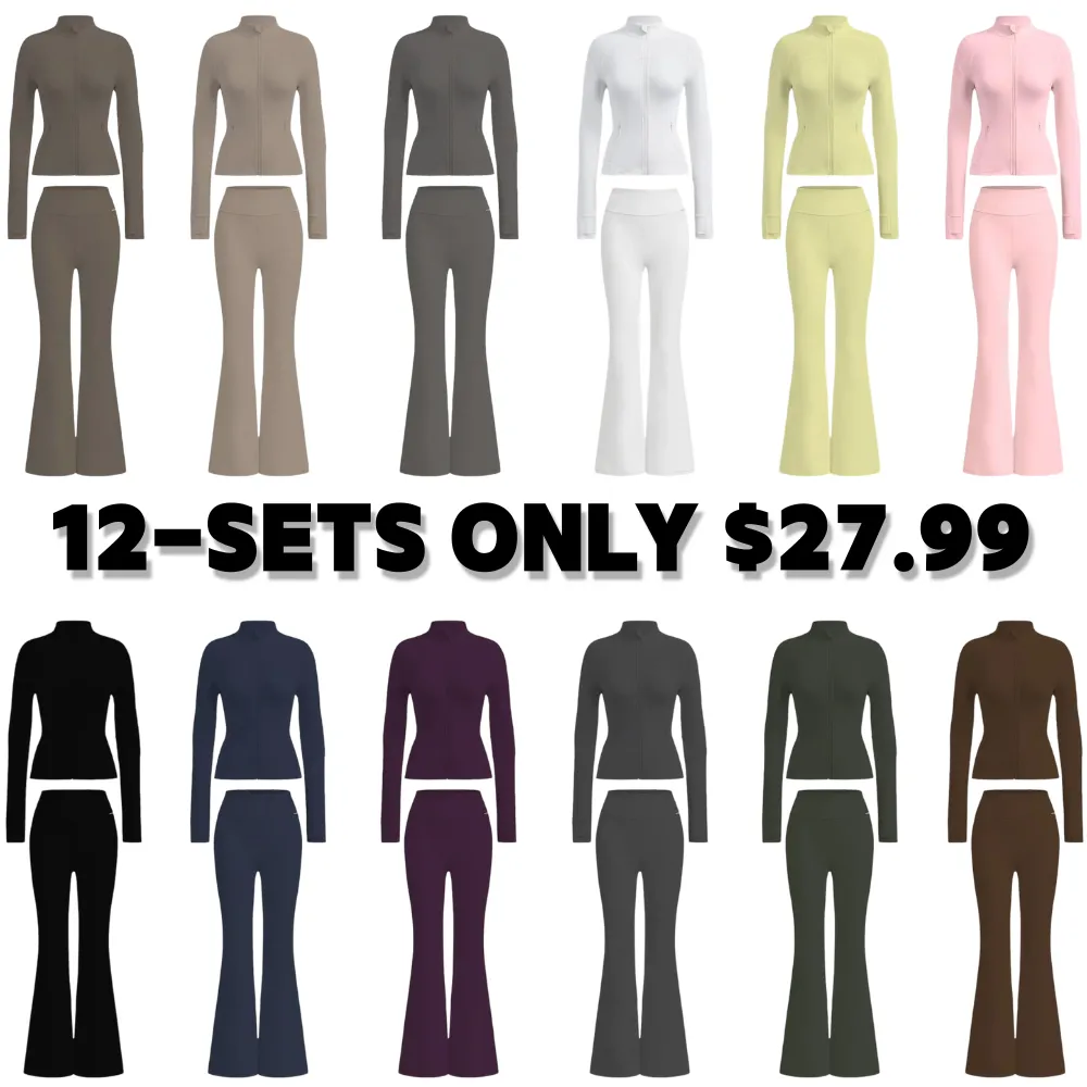 2PCS Slim-It BBL Jacket and Flare Leggings Daily Set