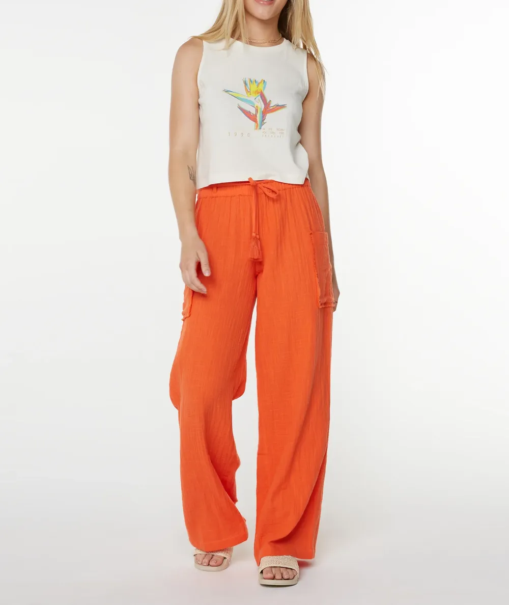 White Pure Cotton Ladies Wide-Leg Pants