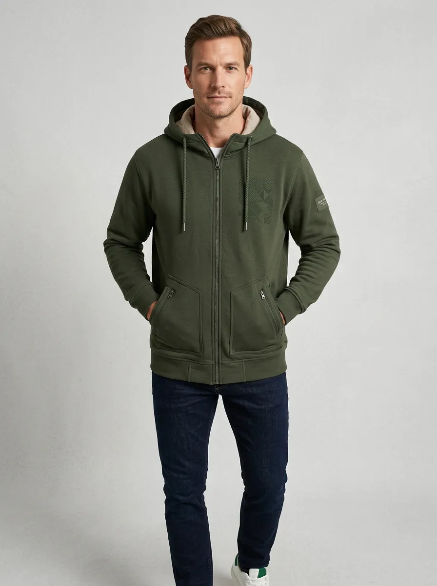 Urban Geometric Zip-Up Sport Look Men's Sport Jacket