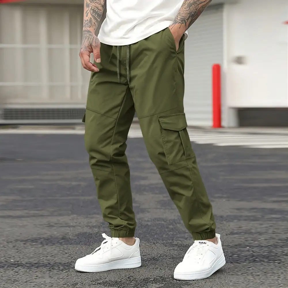 Men's Cargo Joggers with Elastic Waistband and Practical Pockets Cargo Pants