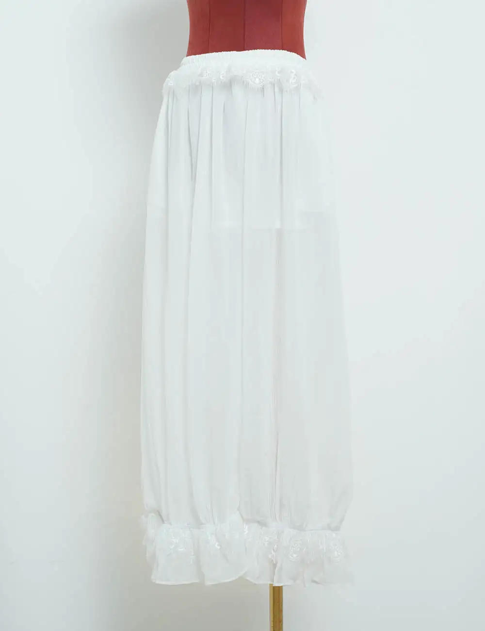 Lace Panel Elastic Waist Lantern Pants