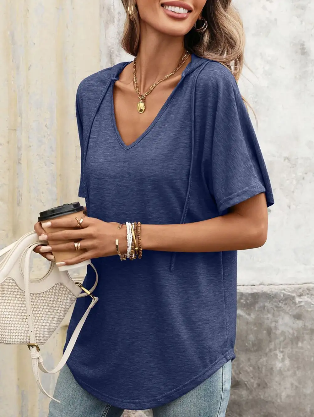 V Neck Loose Short Sleeve Tee