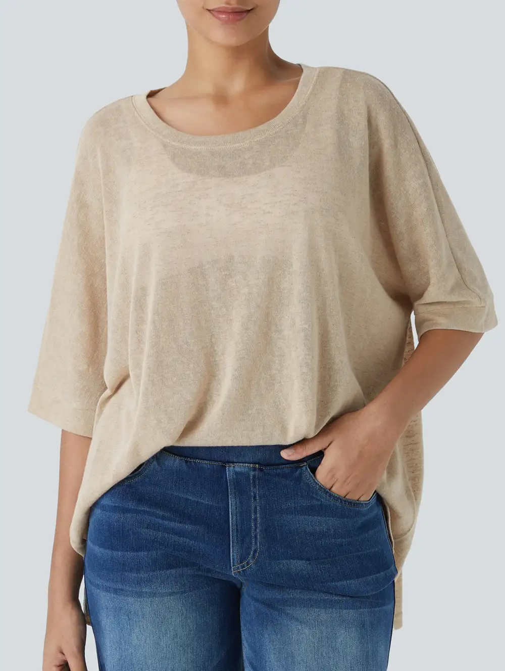 Oversized Knit Crew Neck Tee
