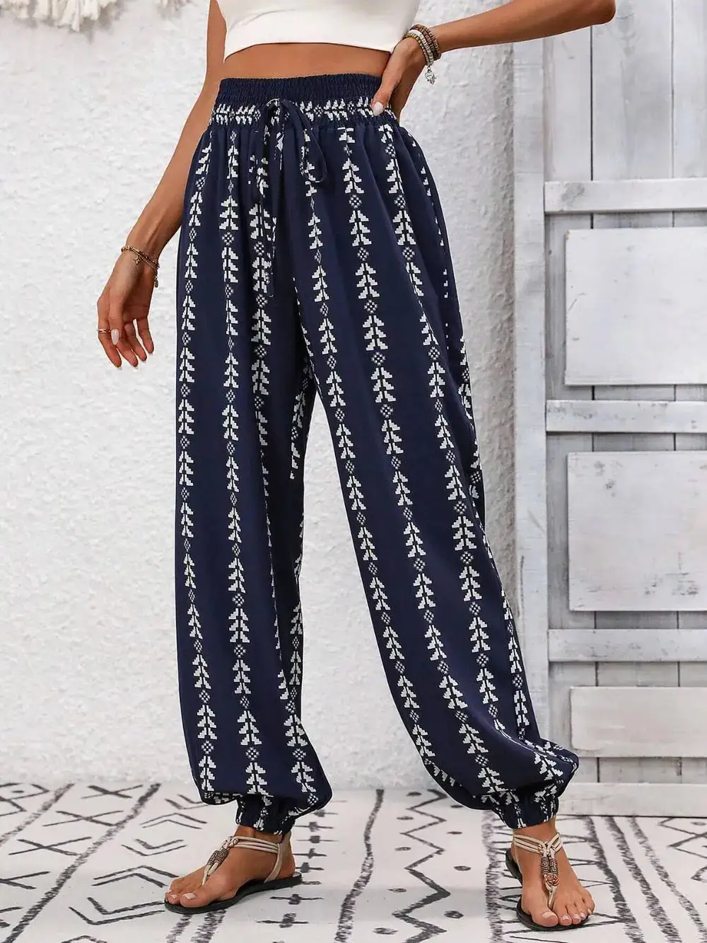 Flowy Tie Waist Tie Detail Pants
