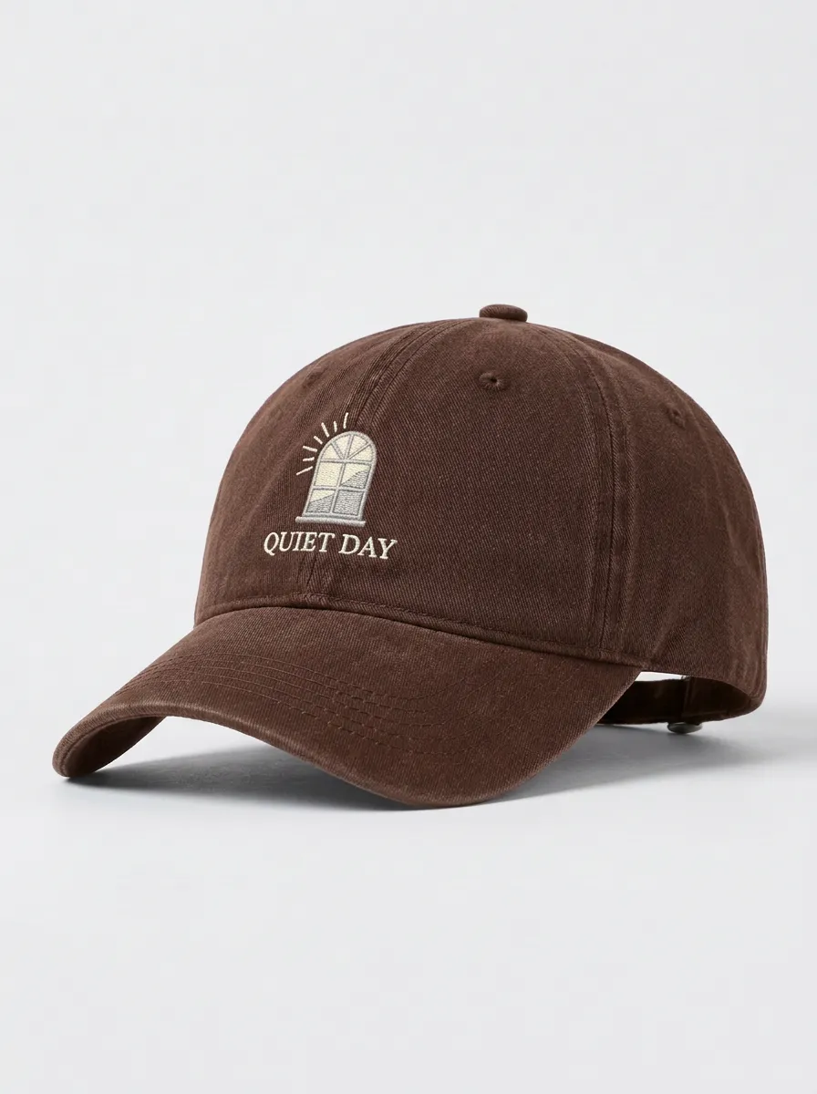 Quiet-Day Window-Motif Embroidered Minimal Unisex Baseball Cap