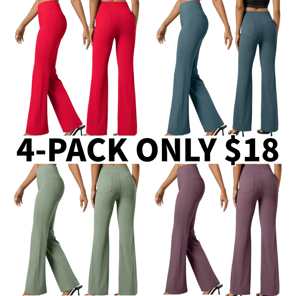 Flex High Waisted Back Side Pocket Slight Flare Work Pants
