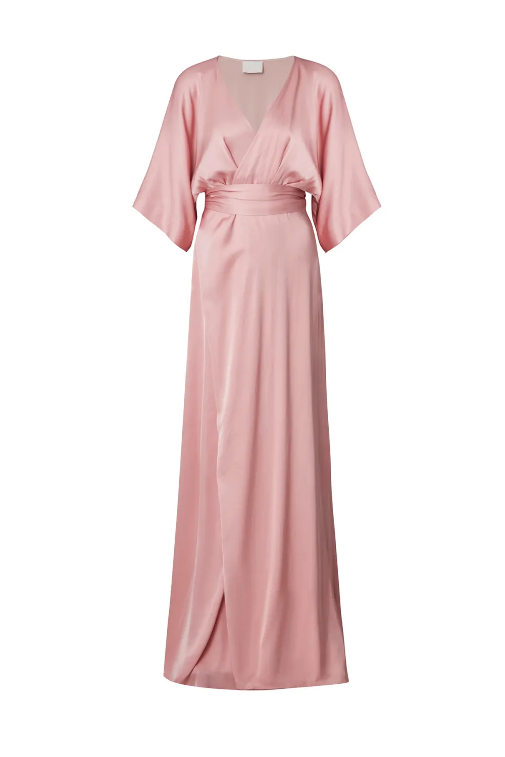 Wrap Style Satin Maxi Dress