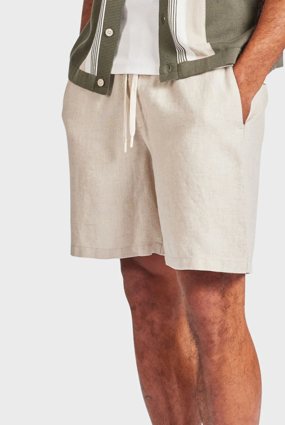 Elastic Waist Contrast Drawcord Short