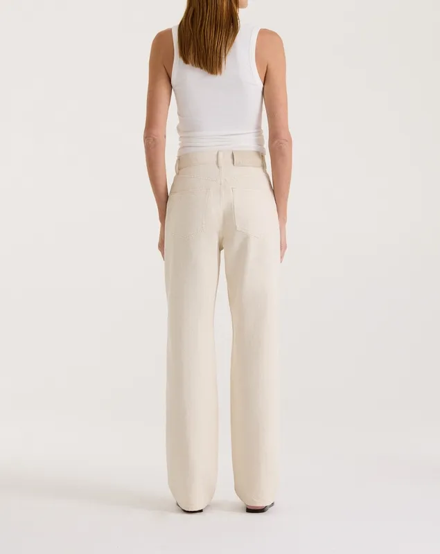 Ecru High-Rise Straight Leg Jeans