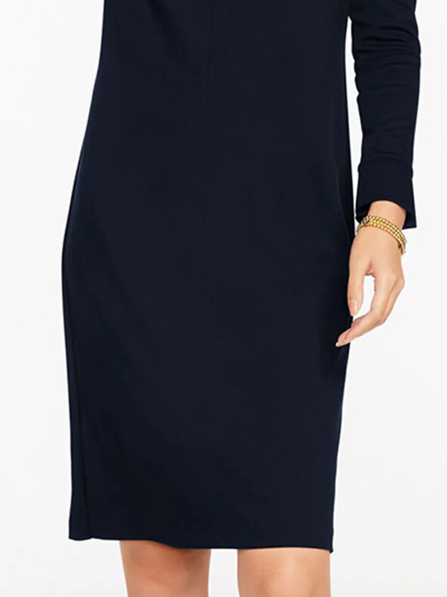 Women'S Stylish Minimalist Long-Sleeve Midi Dress