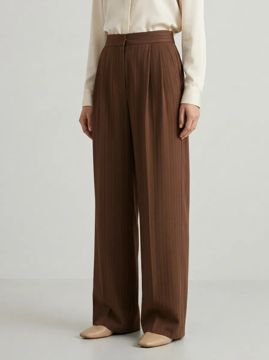 Textured Wide-Leg Printed Women's Wide-Leg Pants