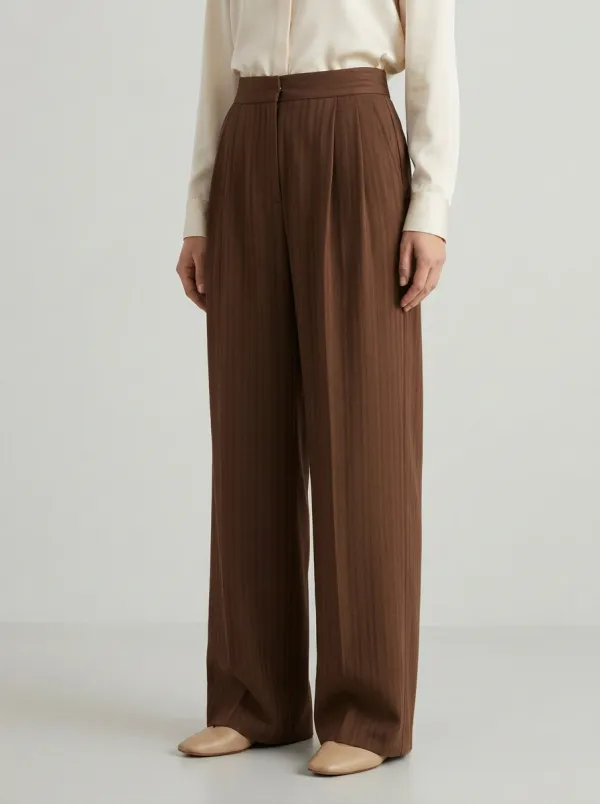 Textured Wide-Leg Printed Women's Wide-Leg Pants