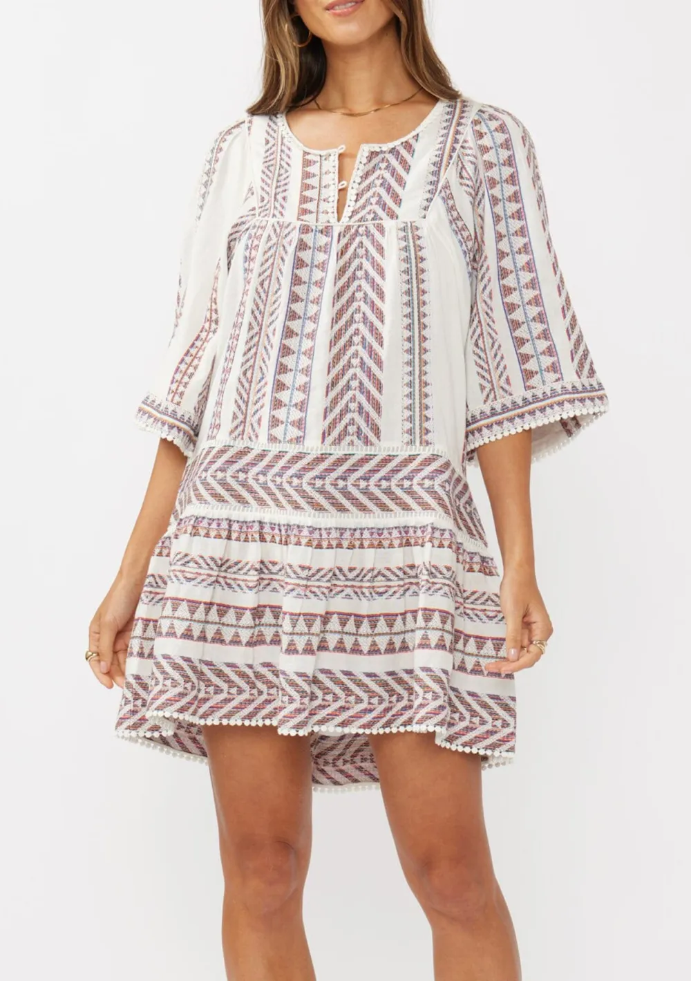 Geometric Half Sleeve Dress