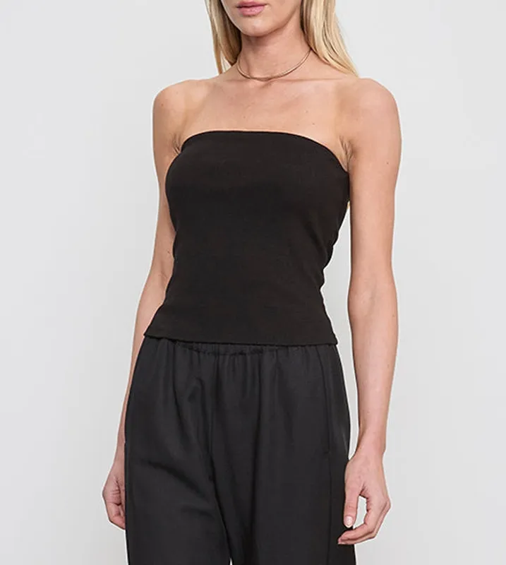 Rib Bandeau Top Black