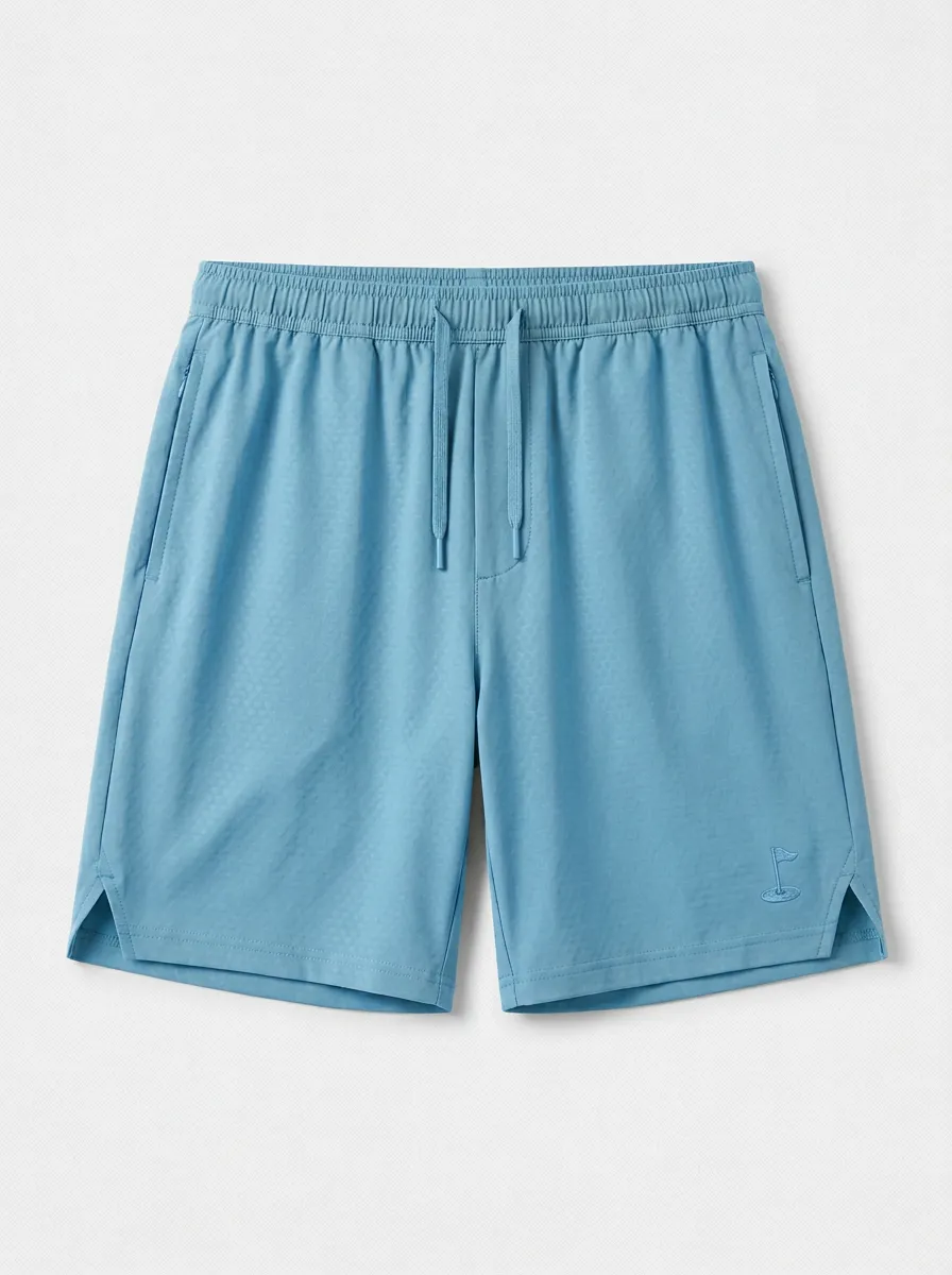 Course Flag-Motif Embroidered Golf Athletic Shorts