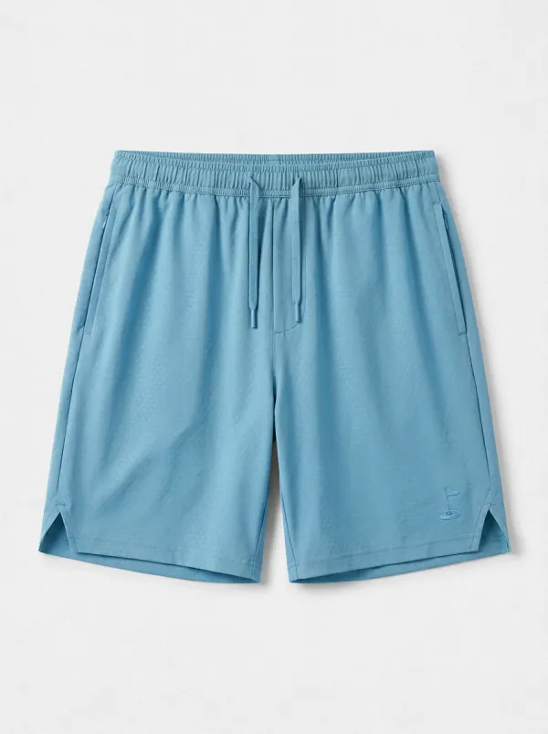 Course Flag-Motif Embroidered Golf Athletic Shorts