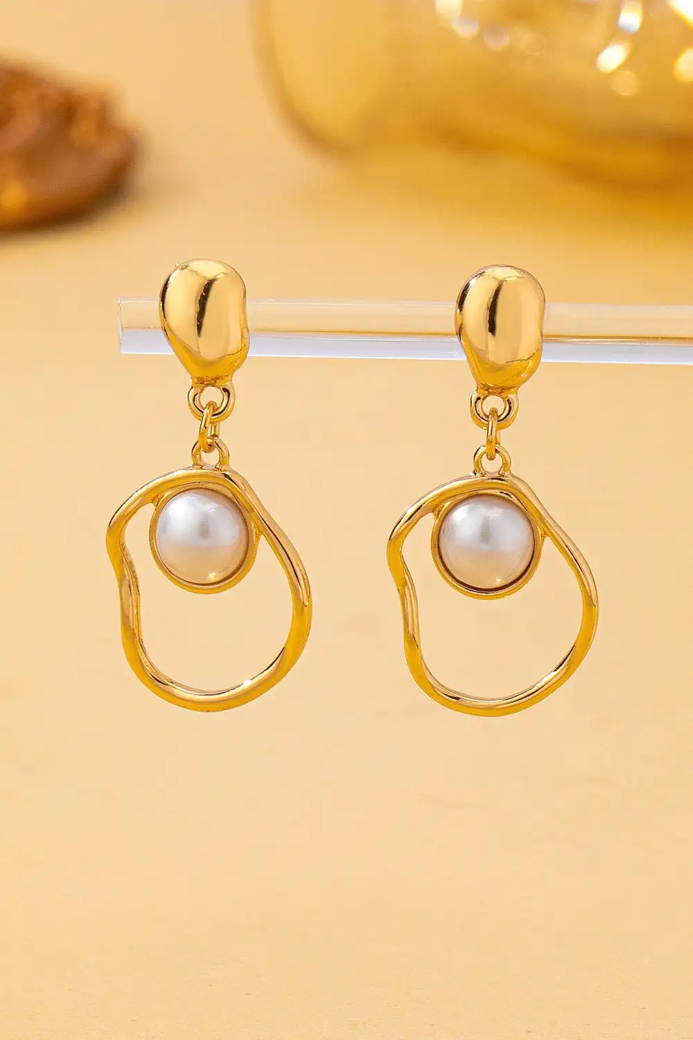 Abstract Molten Pearl Drop arrings