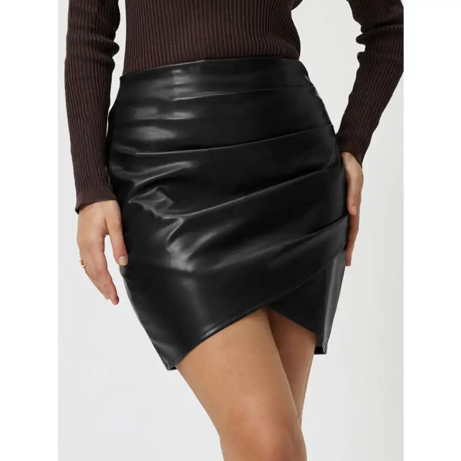 Ruched Asymmetrical Hem Skirt