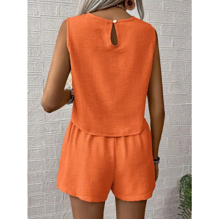 Round Neck Sleeveless Top and Shorts Set