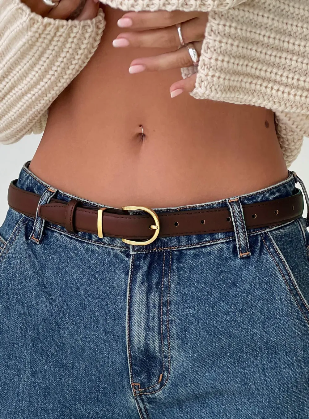 Leather Gold Buckle Belt